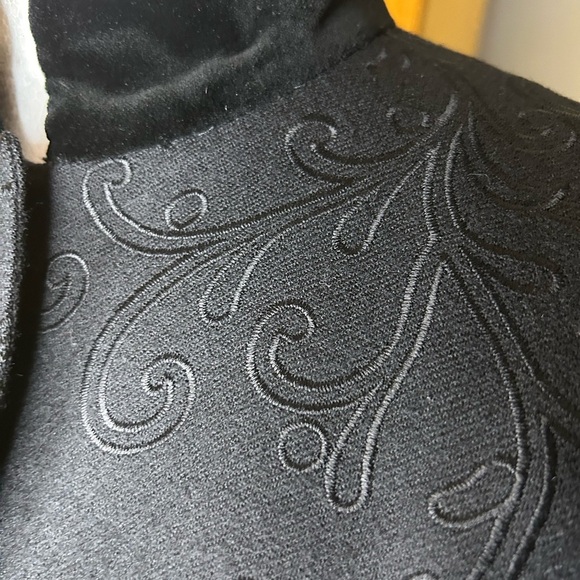 Vintage Louis Feraud Wool Blazer Evening Jacket Velvet Embroidery Size 8 Black - Picture 5 of 9